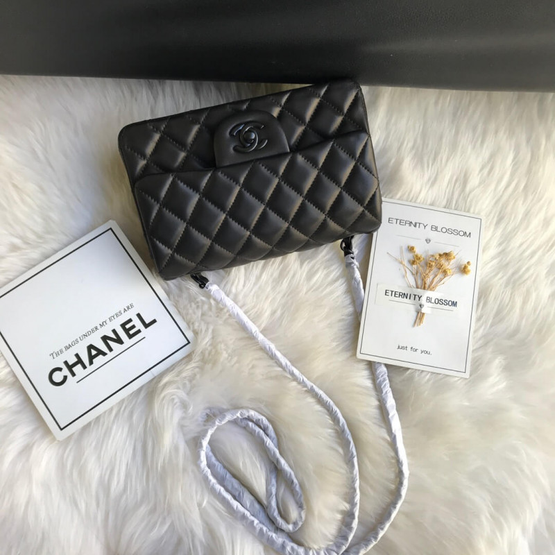 Replica Chanel Lambskin 20Cm Classic Flap Bag 1116 Black