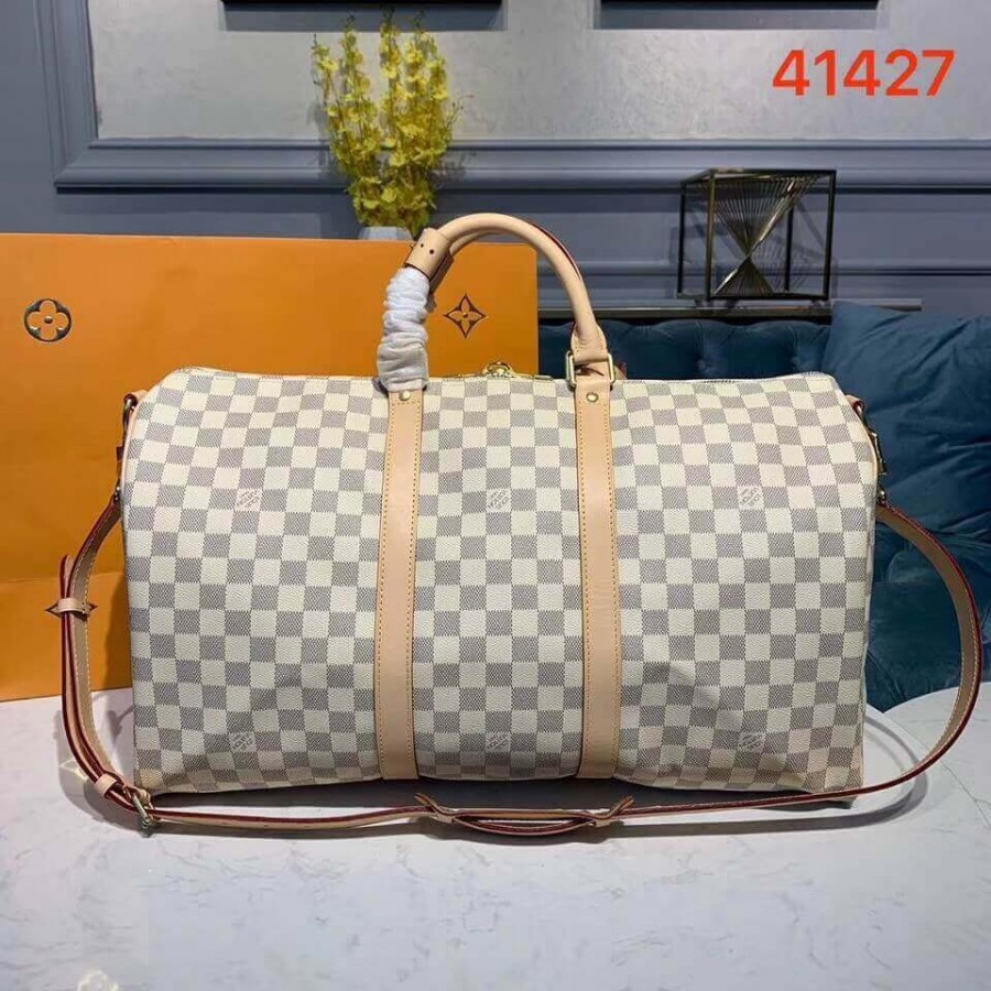 Replica Louis Vuitton Damier Azur Keepall Bandouliere 50 N41427