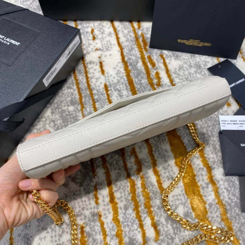 Replica Ysl Saint Laurent Monogram Chain Wallet In Mix Matelasse Grain Leather 620280