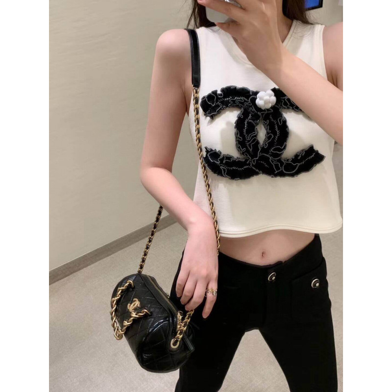 Replica Chanel Shiny Lambskin Small Bowling Bag As1899