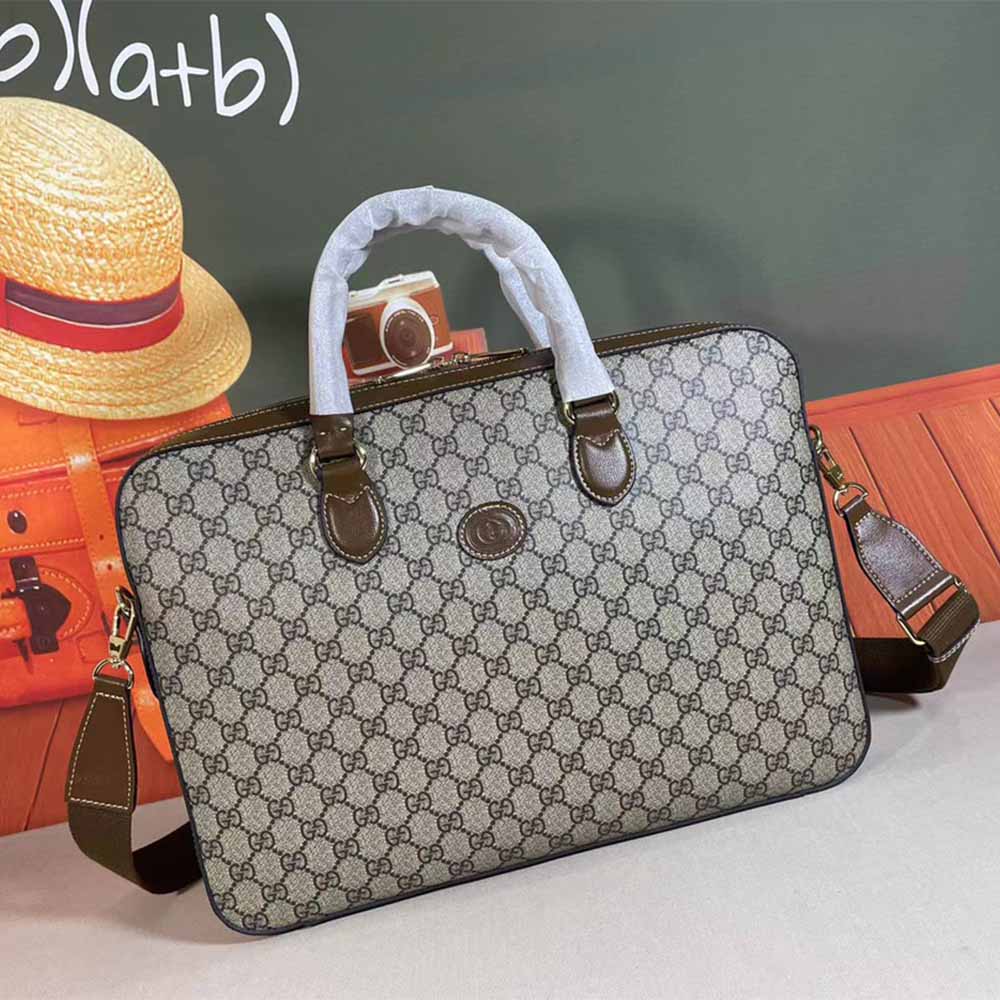 Replica Gucci Business Case With Interlocking G Black/Grey 674140