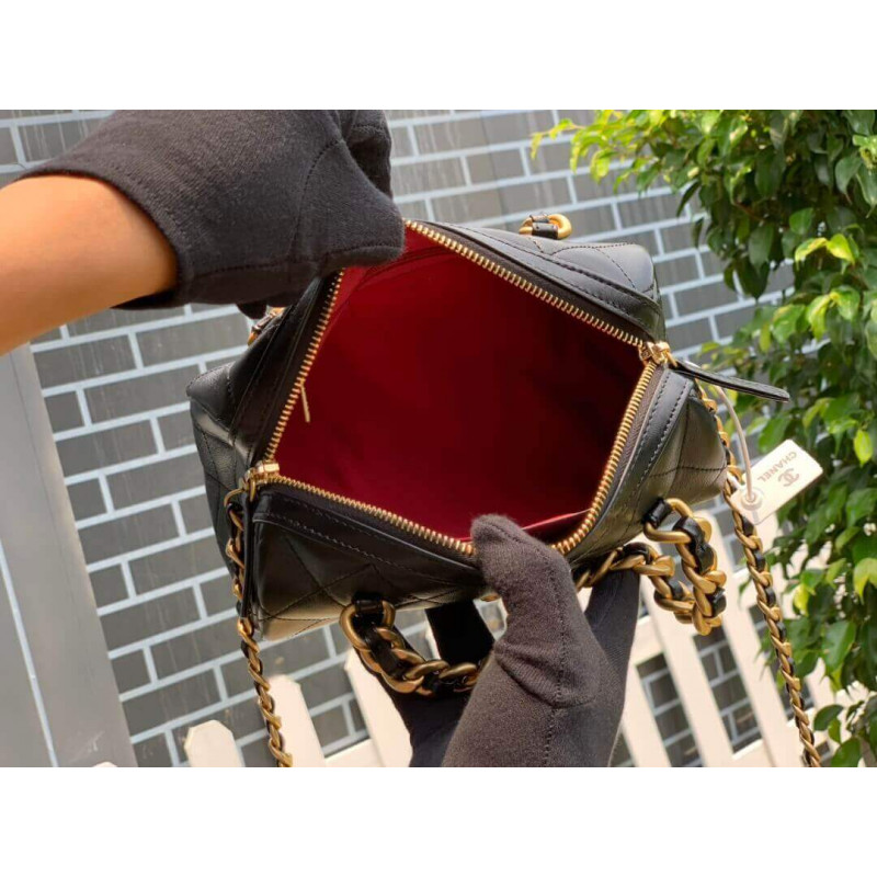 Replica Chanel Shiny Lambskin Small Bowling Bag As1899