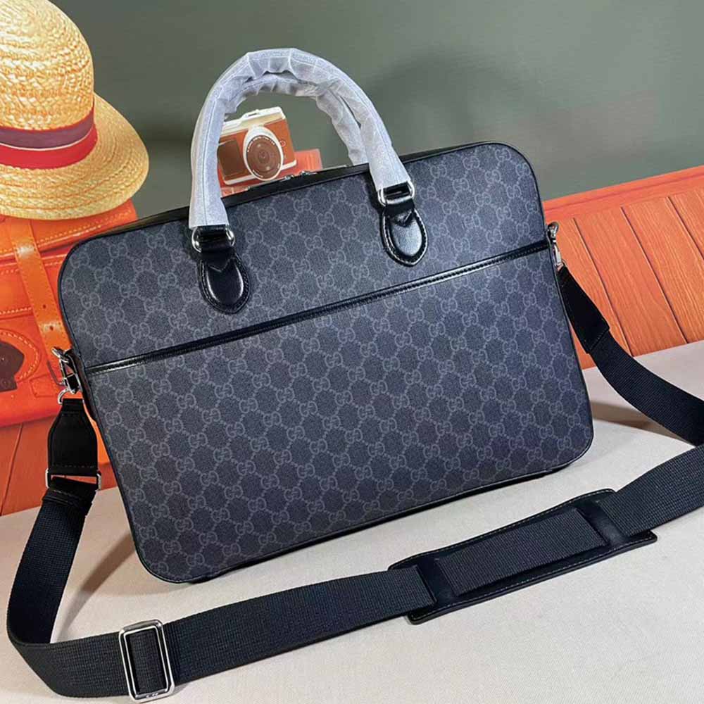 Replica Gucci Business Case With Interlocking G Black/Grey 674140