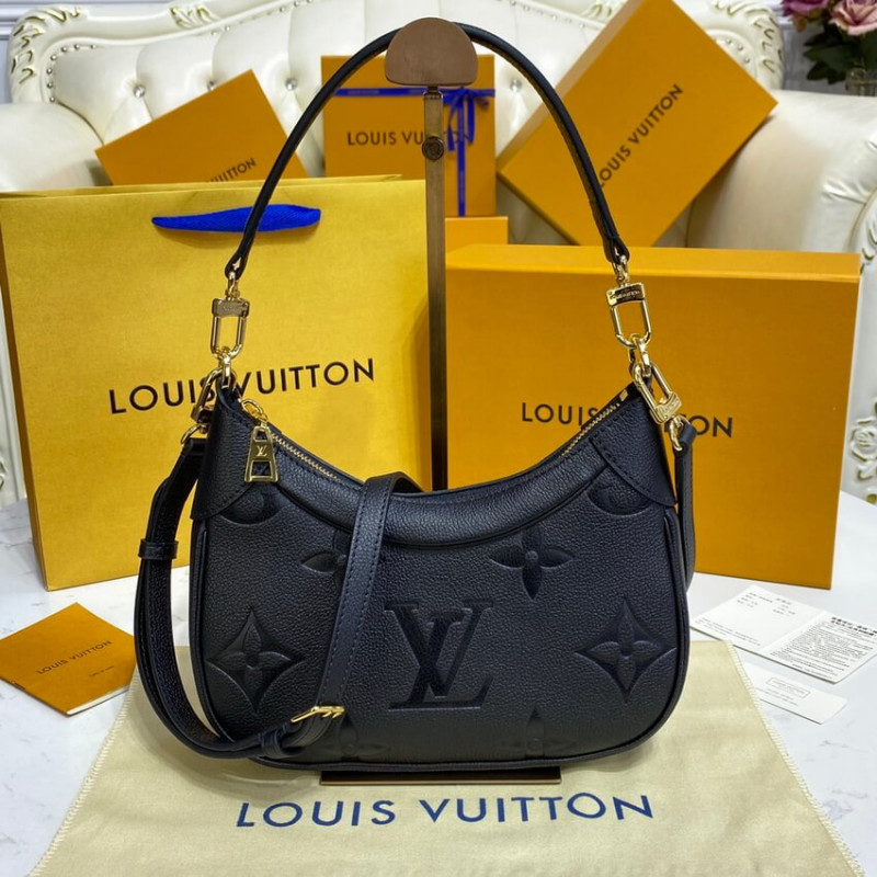 Replica Louis Vuitton Monogram Empreinte Leather Bagatelle M46002 Black