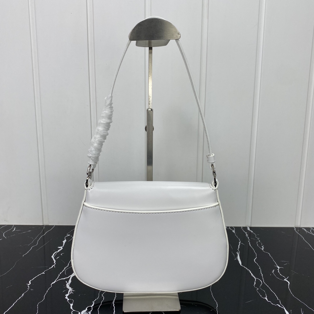 Replica Prada Cleo Brushed Leather Shoulder Bag With Flap 1Bd311 Pink/White