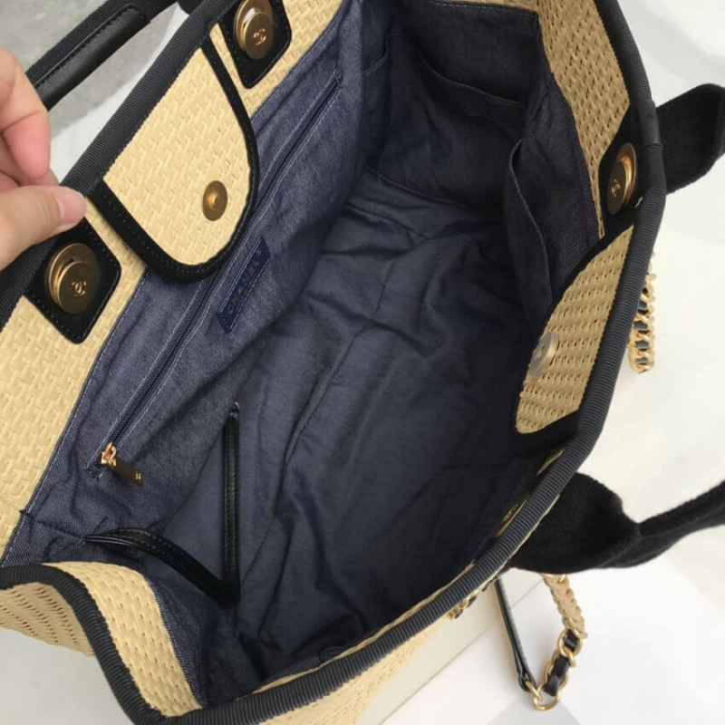 Replica Chanel 21S Deauville Woven Chain Leather Large Shopping Bag A66941