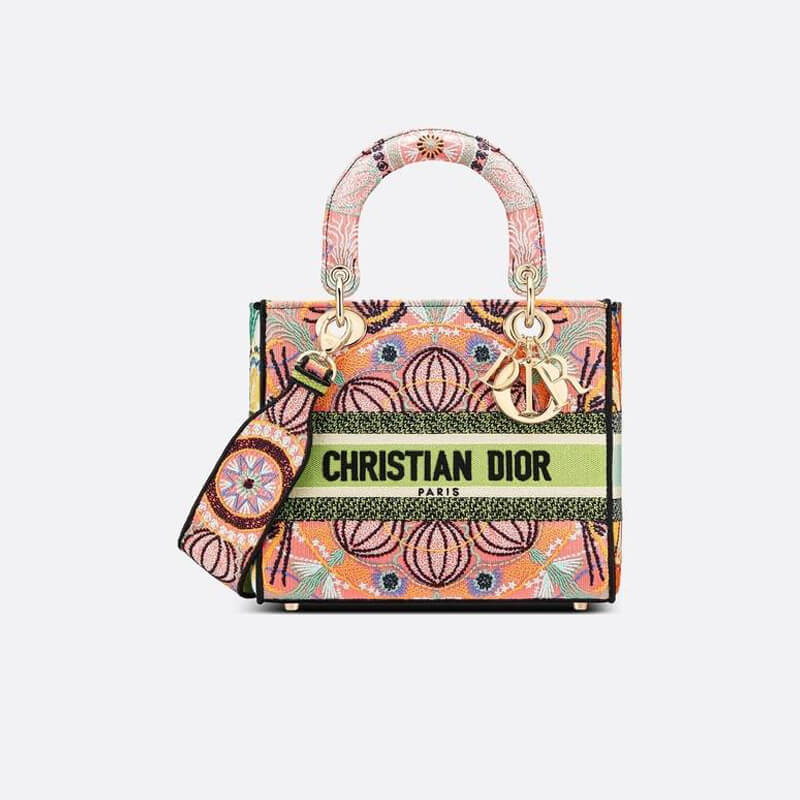 Replica Dior Medium Lady D-Lite Multicolor Dior In Lights Embroidery M0565