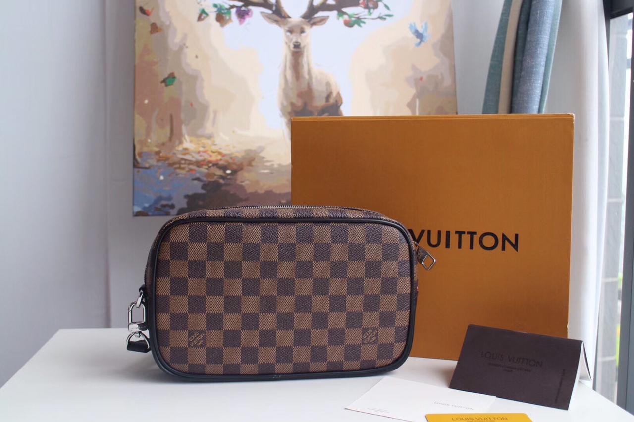 Replica Louis Vuitton Kasai Clutch Black/Brown