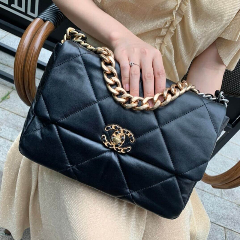 Replica Chanel 19 Large Lambskin Flap Bag As1161