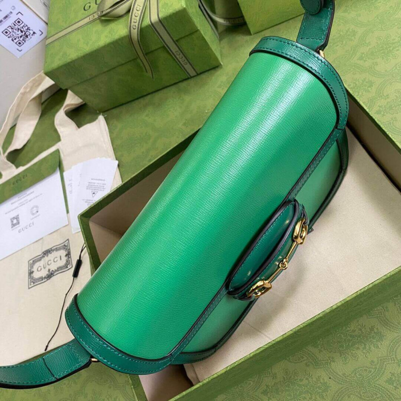 Replica Gucci Horsebit 1955 Small Shoulder Bag 602204 Green Leather