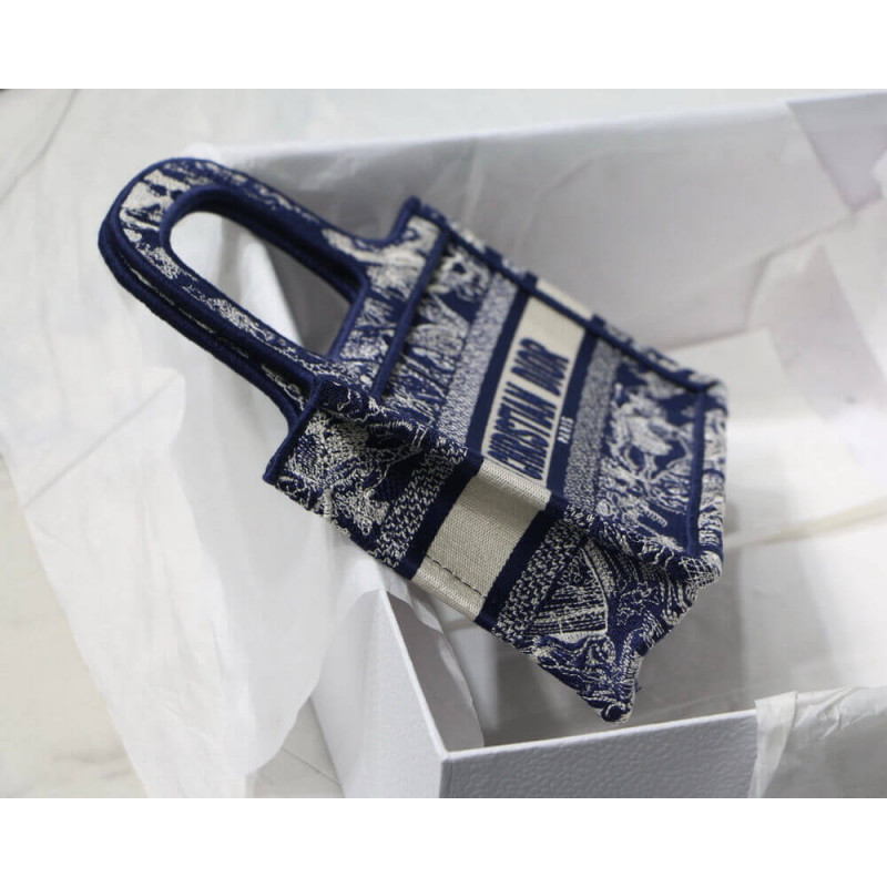 Replica Dior Mini Book Tote Blue Toile De Jouy Reverse Embroidery M1271