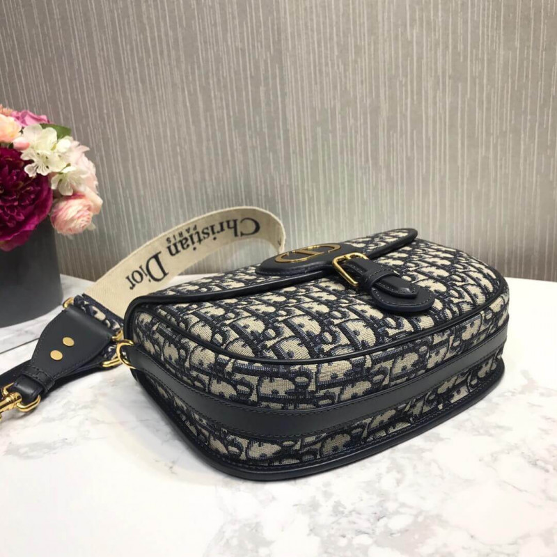 Replica Christian Dior Large Dior Bobby Bag In Blue Dior Oblique Jacquard M9320