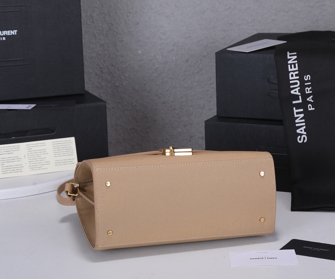 Replica Ysl Cassandra Medium Top Handle Bag- Black/Beige