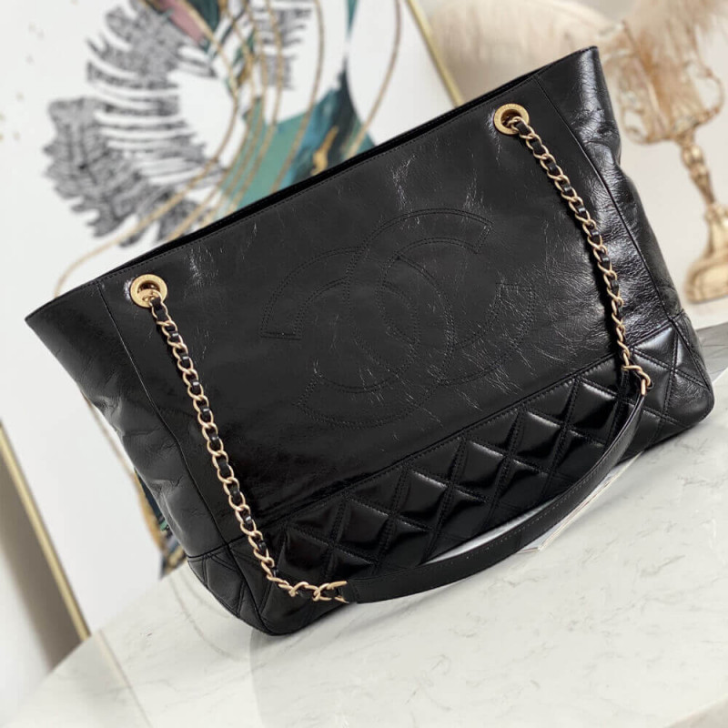 Replica Chanel Quilted Waxy Calfskin Shopping Bag 8345