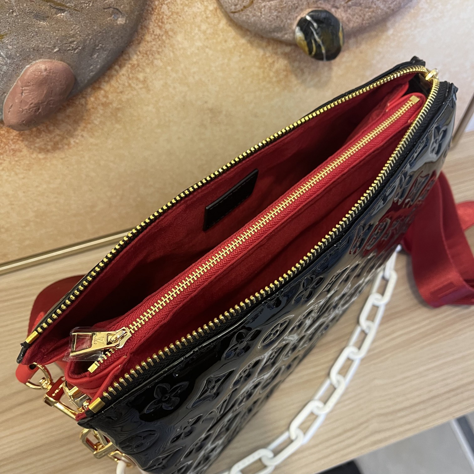 Replica Louis Vuitton Coussin Pm Patent Leather- Black/Green