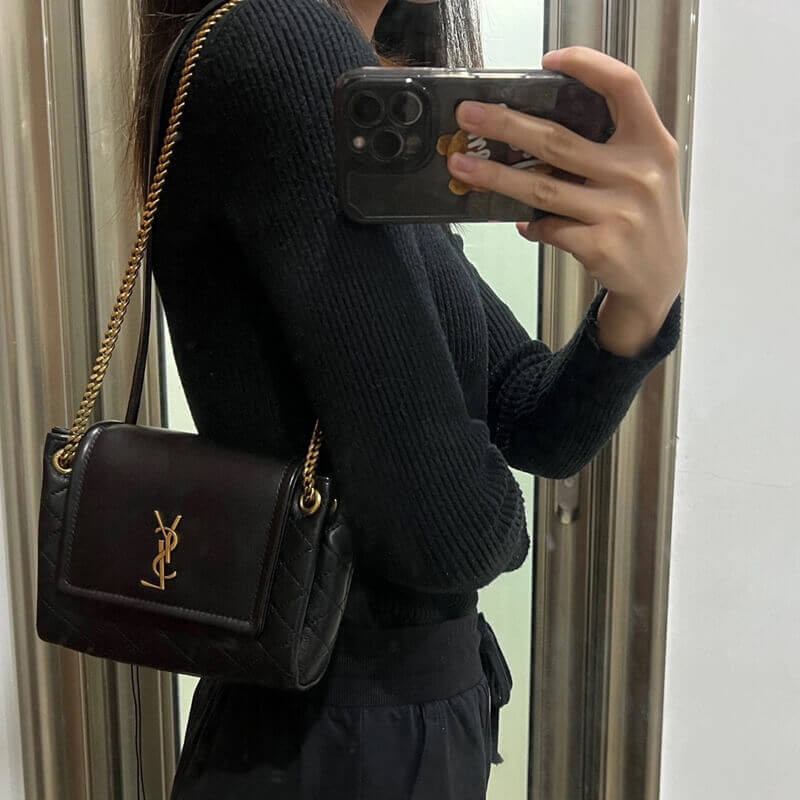 Replica Saint Laurent Nolita Mini Leather Shoulder Bag 672738 Black