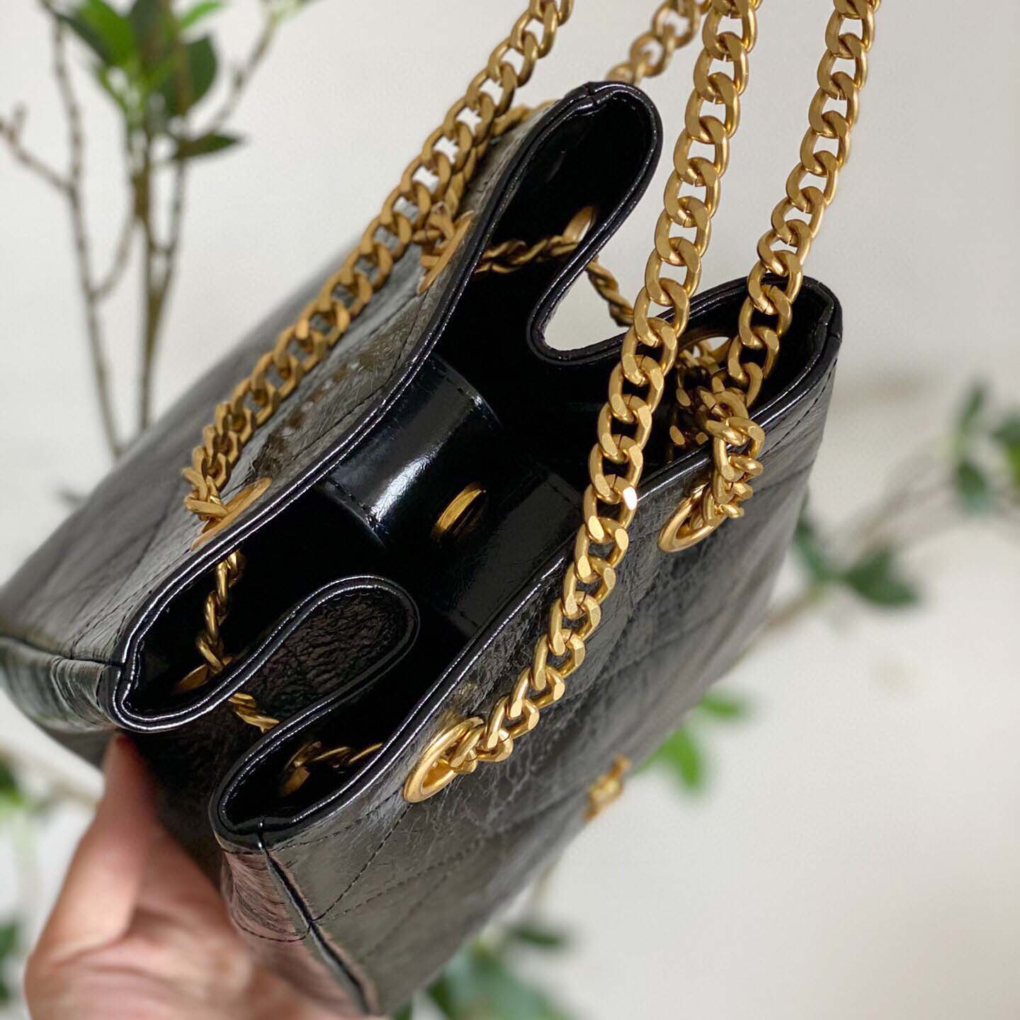 Replica Ysl Black Chain Crossbody Shoulder Bucket Bag