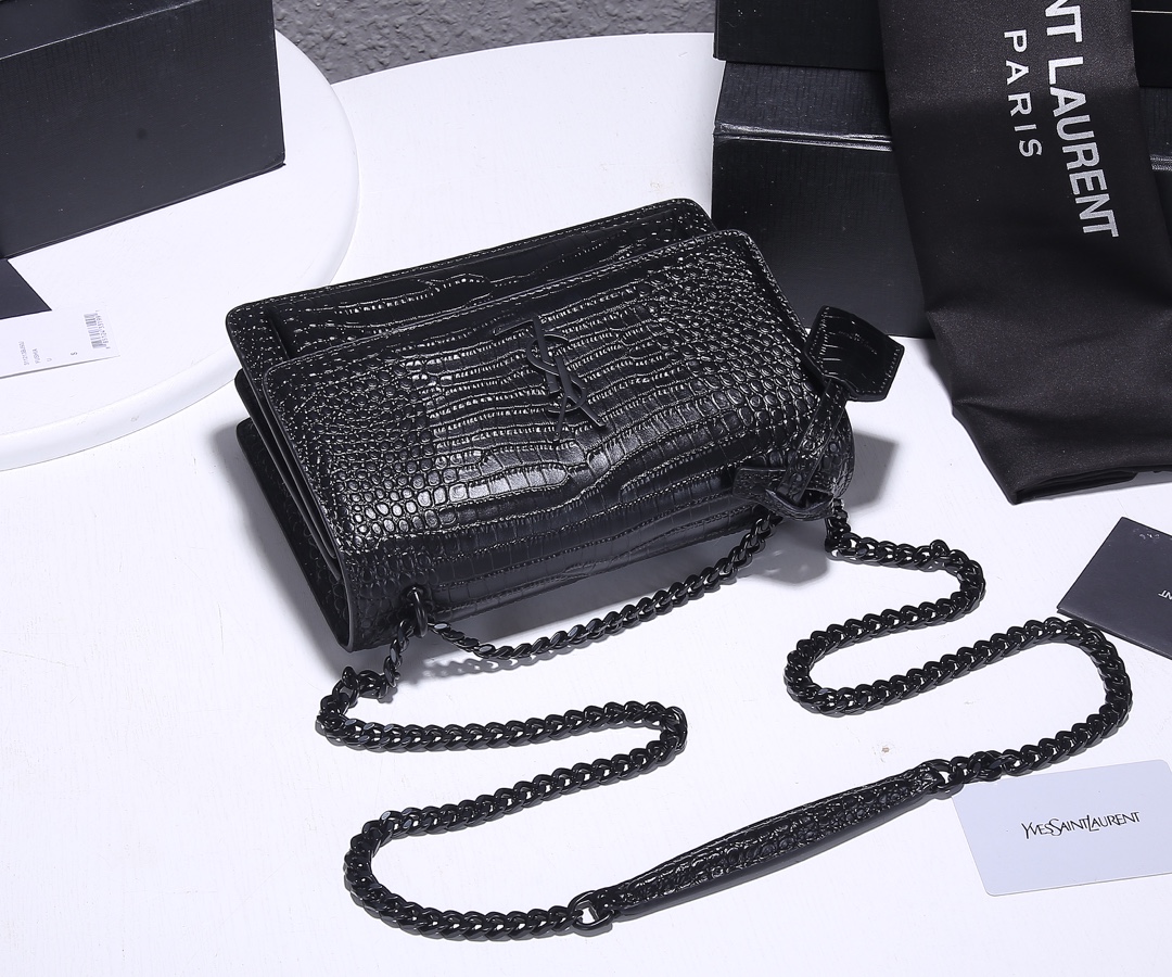 Replica Ysl Sunset Medium In Crocodile Embossed Shiny Leather 1737