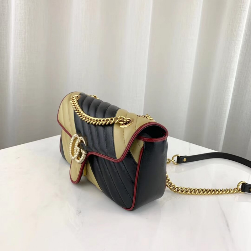 Replica Gucci Gg Marmont Small Shoulder Bag 443497 Beige/Black
