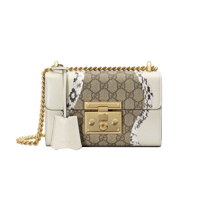 Replica Gucci Padlock Snakeskin Small Shoulder Bag 432182 White