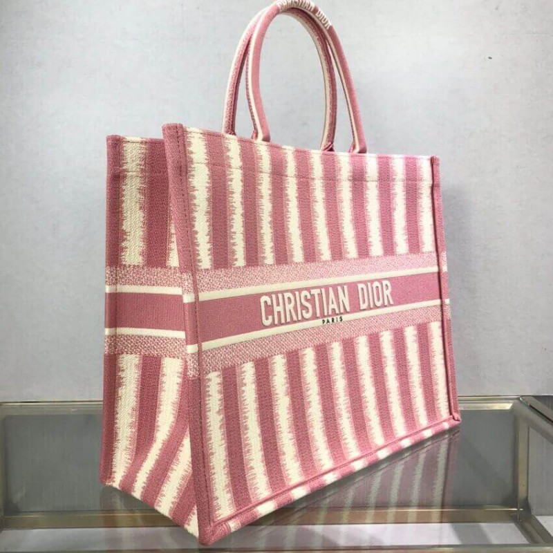 Replica Dior Book Tote Pink D-Stripes Embroidery M1286