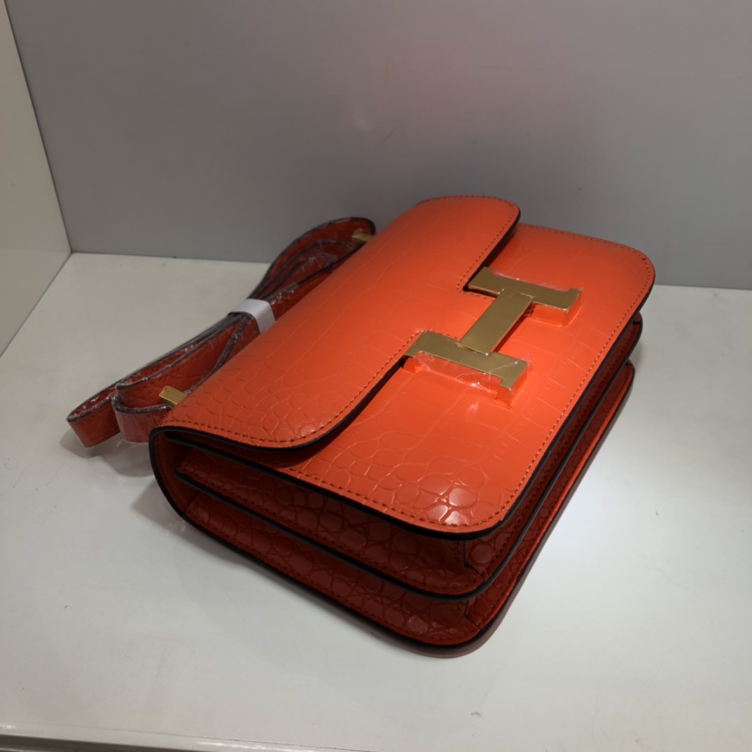 Replica Hermes Constance Crocodile Leather Pattern Cross Body Bag