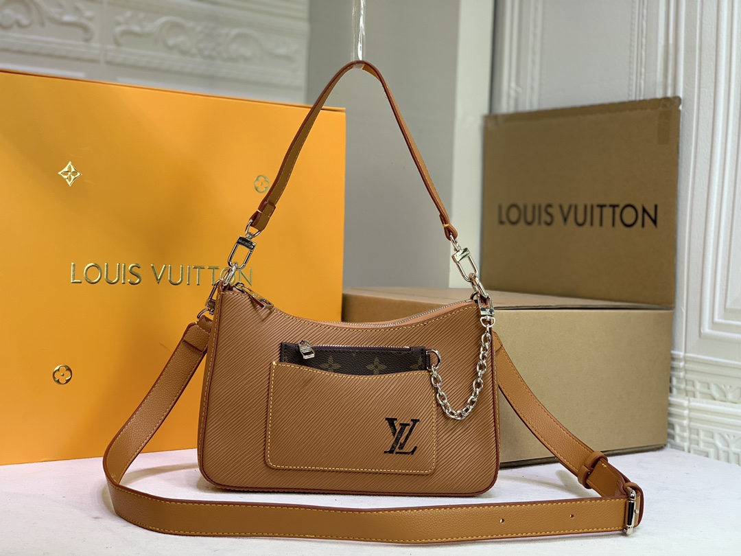 Replica Louis Vuitton Marelle Handbag Black/White/Brown