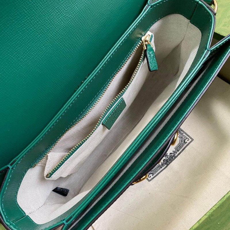 Replica Gucci Horsebit 1955 Small Shoulder Bag 602204 Green Leather