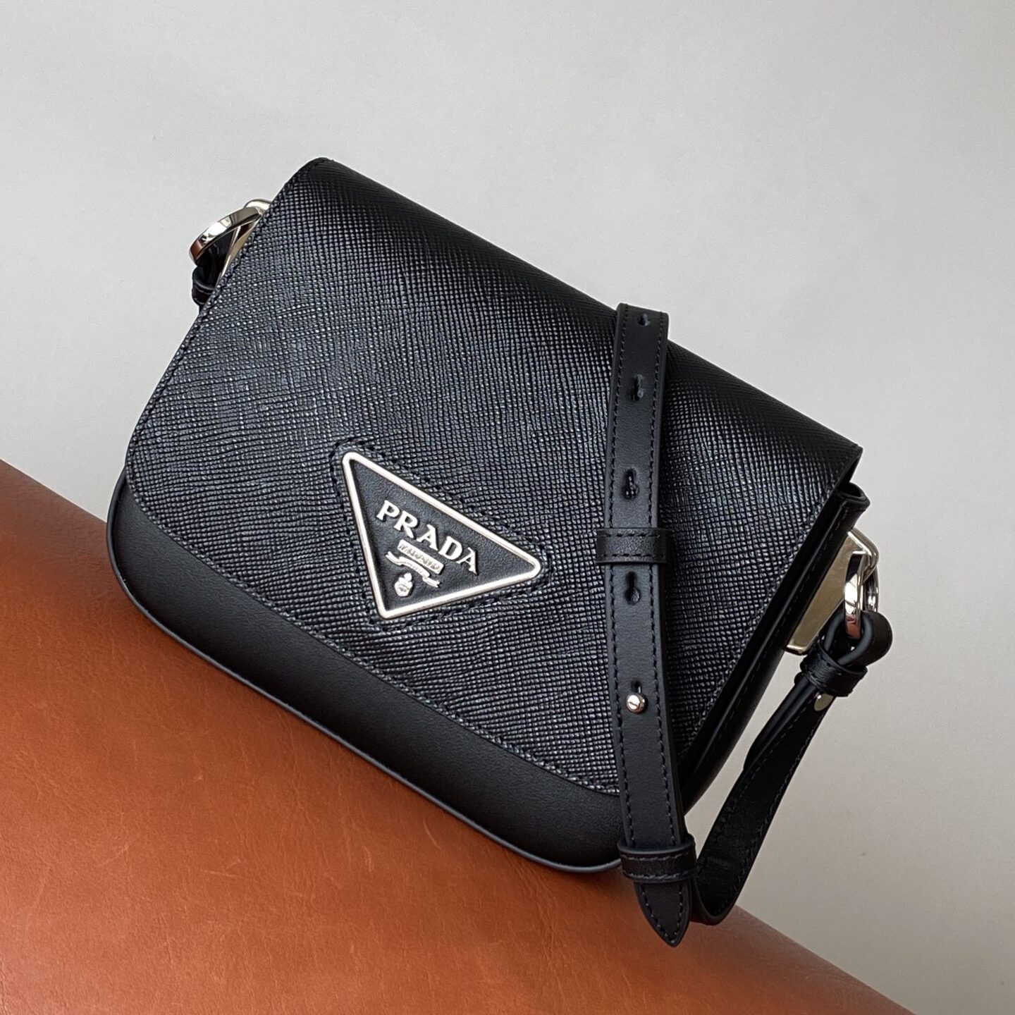 Replica Prada Saffiano Leather Identity Shoulder Bag