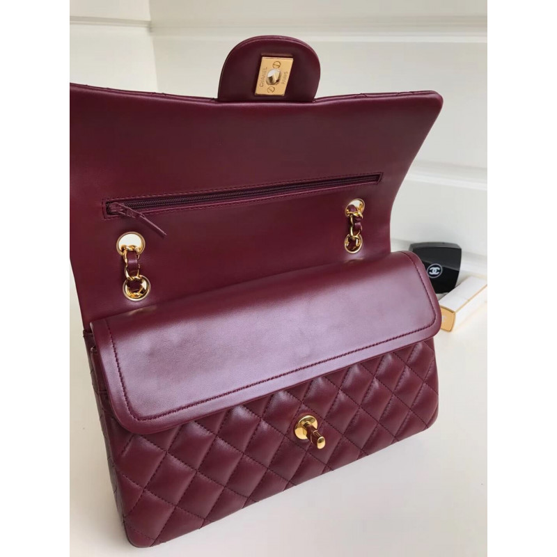 Replica Chanel 1112 Burgundy Medium Size 2.55 Lambskin Leather Flap Bag
