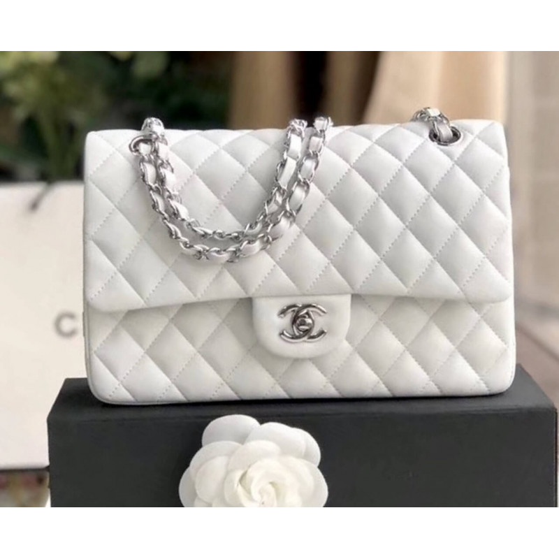 Replica Chanel 1112 White Medium Size 2.55 Lambskin Leather Flap Bag