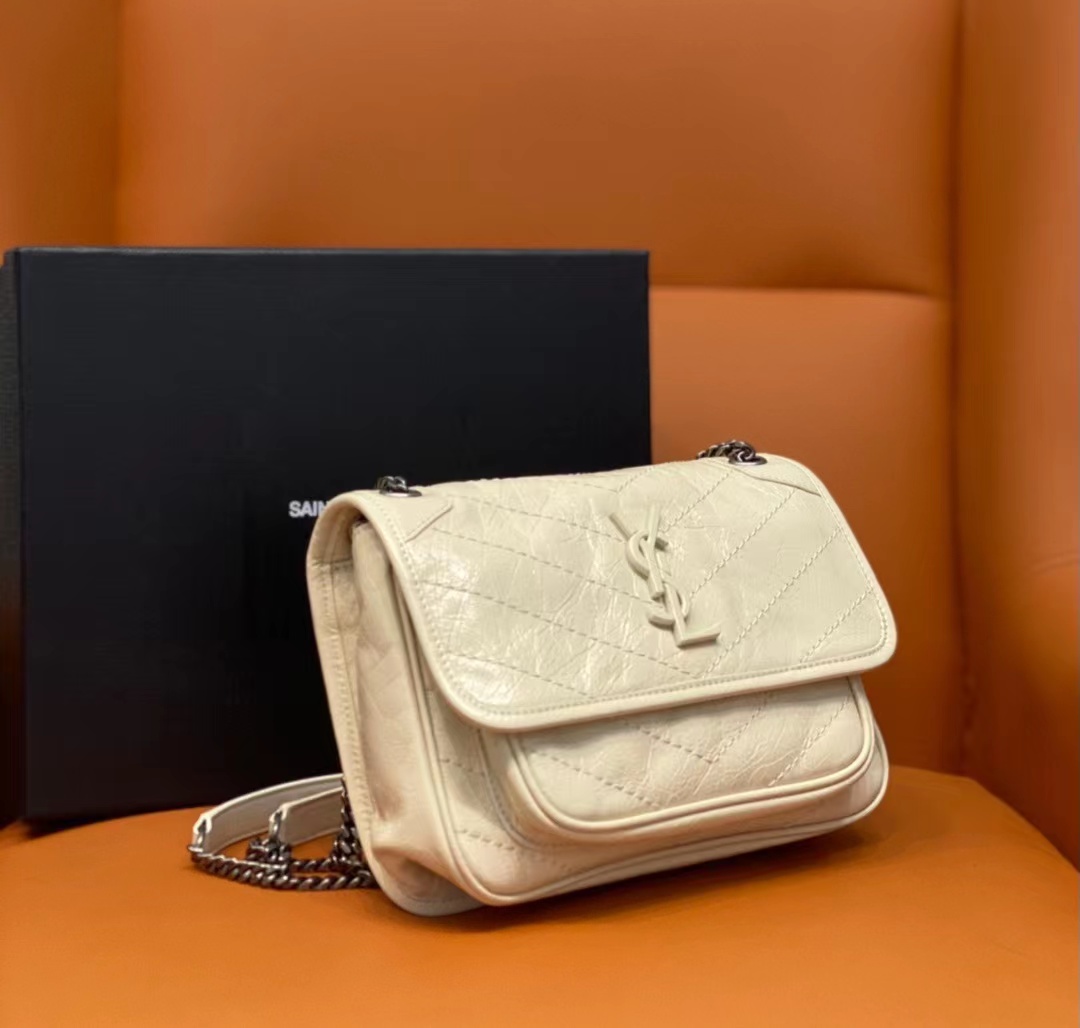 Replica Ysl Saint Laurent Niki Baby Mini Quilted Crinkled Glossed-Leather Shoulder Bag 6331600En04