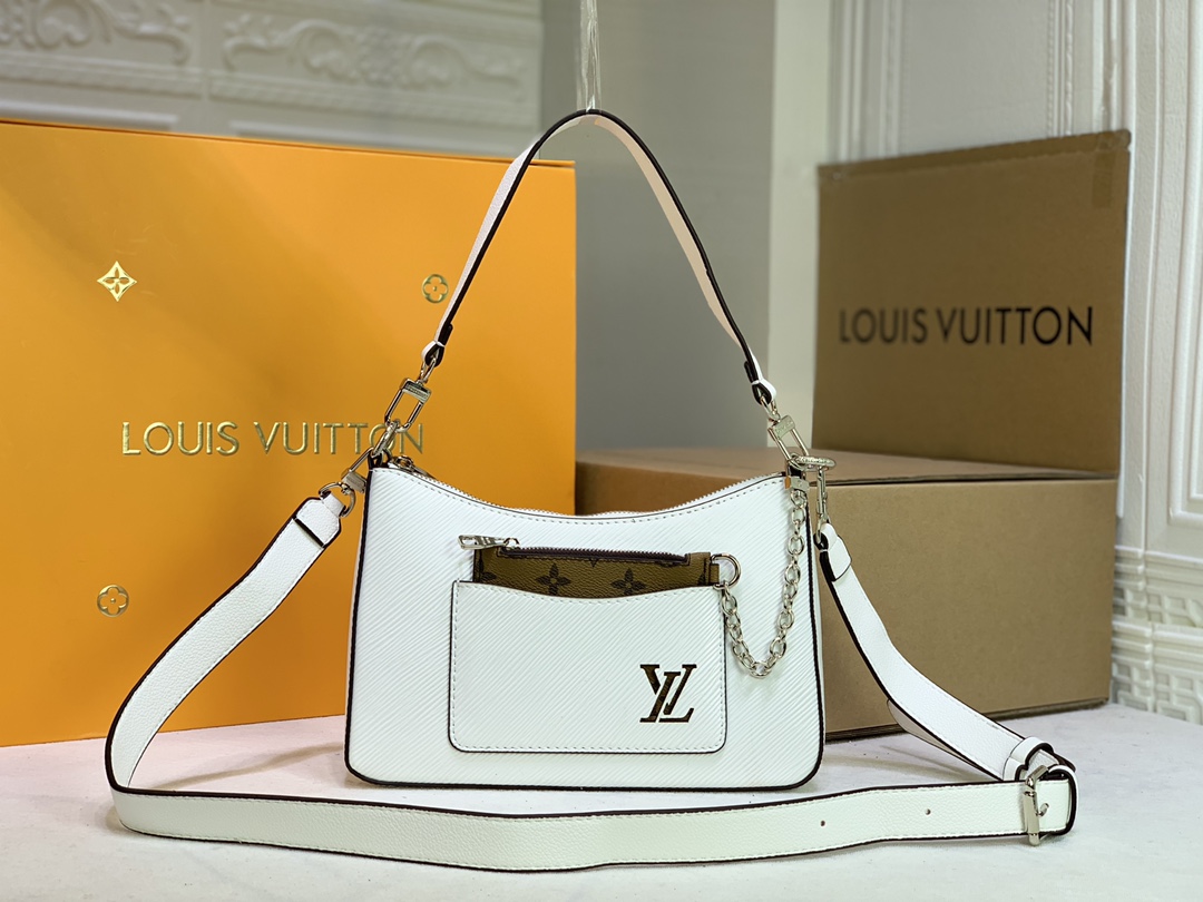 Replica Louis Vuitton Marelle Handbag Black/White/Brown