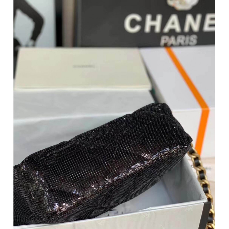 Replica Chanel 19 Flap Bag In Tweed Sequins As1160