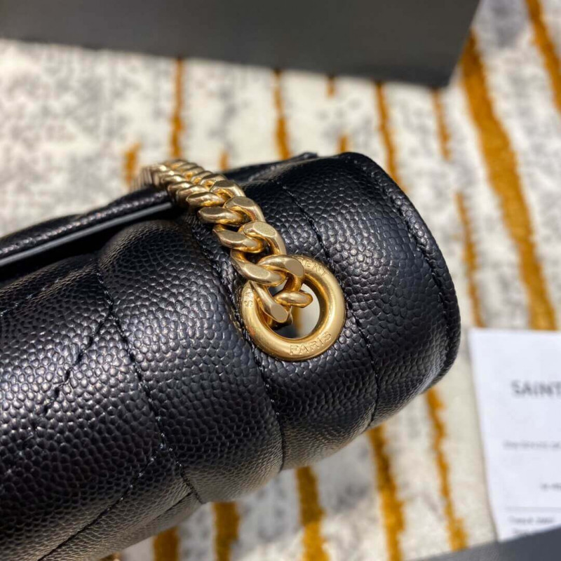 Replica Saint Laurent Grain Leather Envelope Small Bag 526286 Black