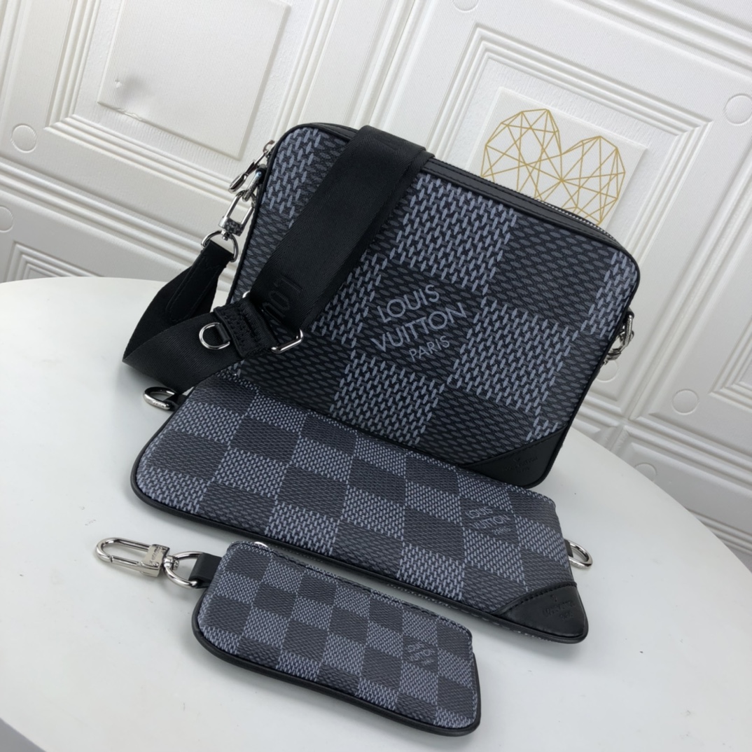 Replica Louis Vuitton Trio Messenger N50017 Black/Grey