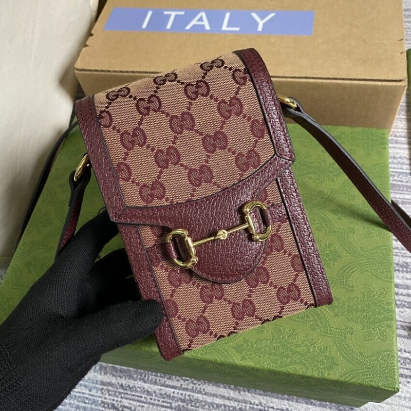 Replica Gucci Horsebit 1955 Mini Bag 625615 In Burgundy Gg Canvas