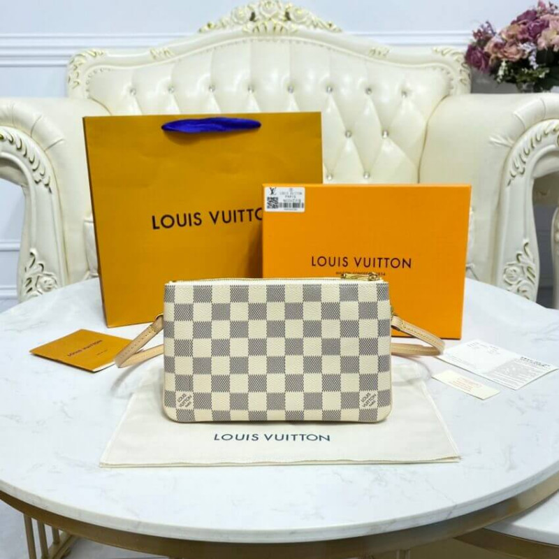Replica Louis Vuitton Damier Azur Double Zip Pochette N60460