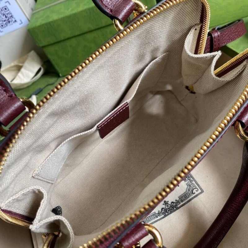 Replica Gucci Horsebit 1955 Gg Mini Bag 677212 In Burgundy Gg Canvas