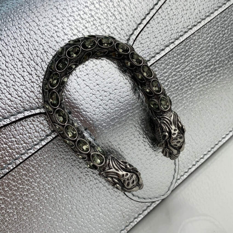Replica Gucci Dionysus Small Shoulder Bag In Silver Lame Leather 499623