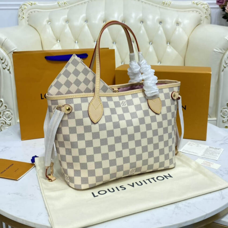Replica Louis Vuitton Damier Azur Neverfull Pm N41362 Pink