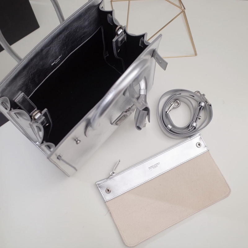 Replica Saint Laurent Sac De Jour Souple Baby In Crumpled Silver Calf Leather 477477