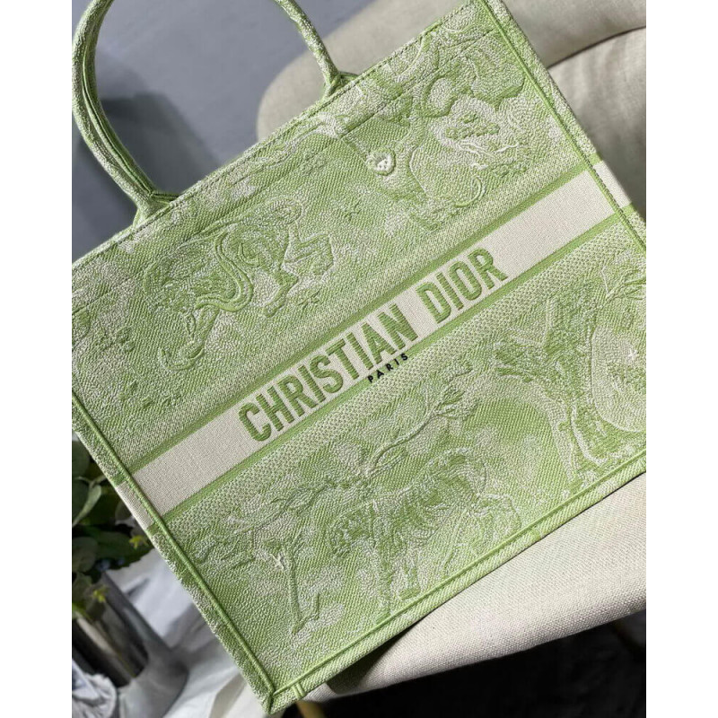 Replica Dior Book Tote Lime Toile De Jouy Reverse Embroidery M1286