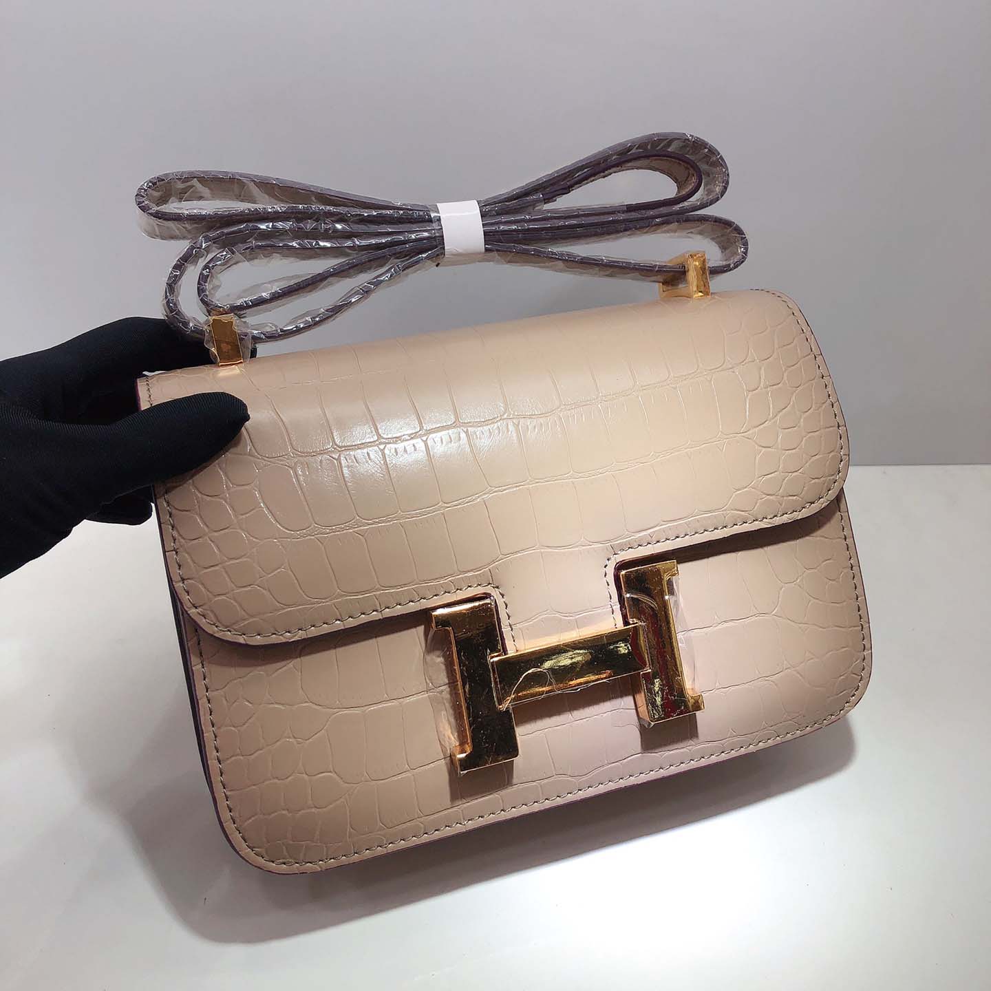 Replica Hermes Constance Crocodile Leather Pattern Cross Body Bag