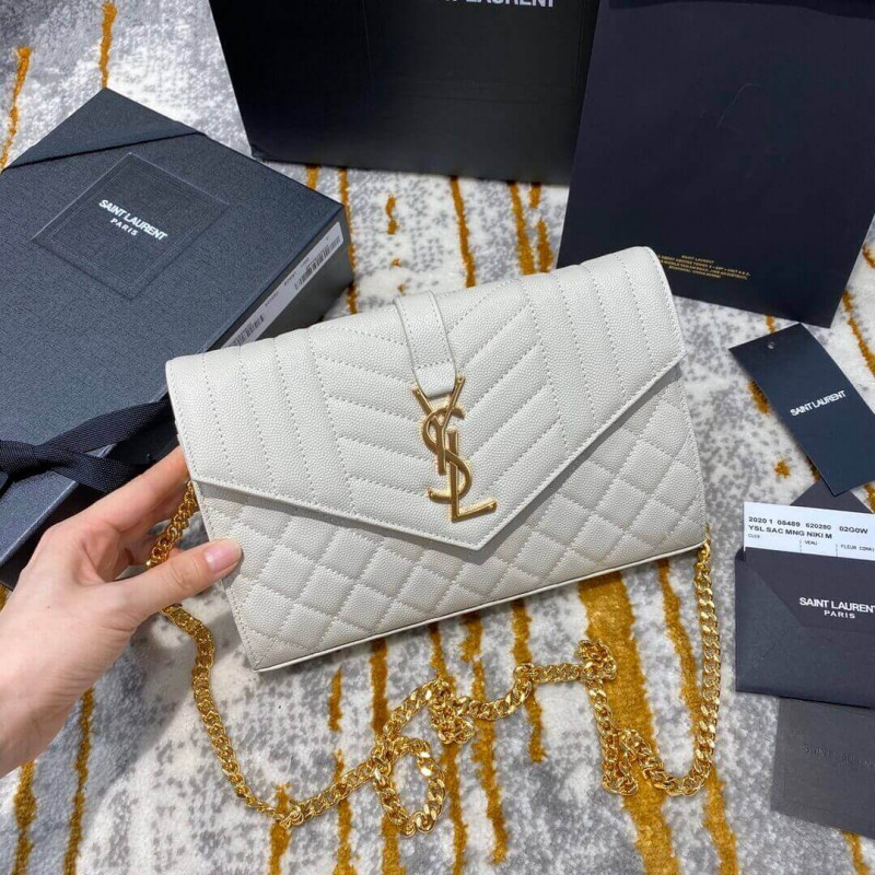 Replica Ysl Saint Laurent Monogram Chain Wallet In Mix Matelasse Grain Leather 620280