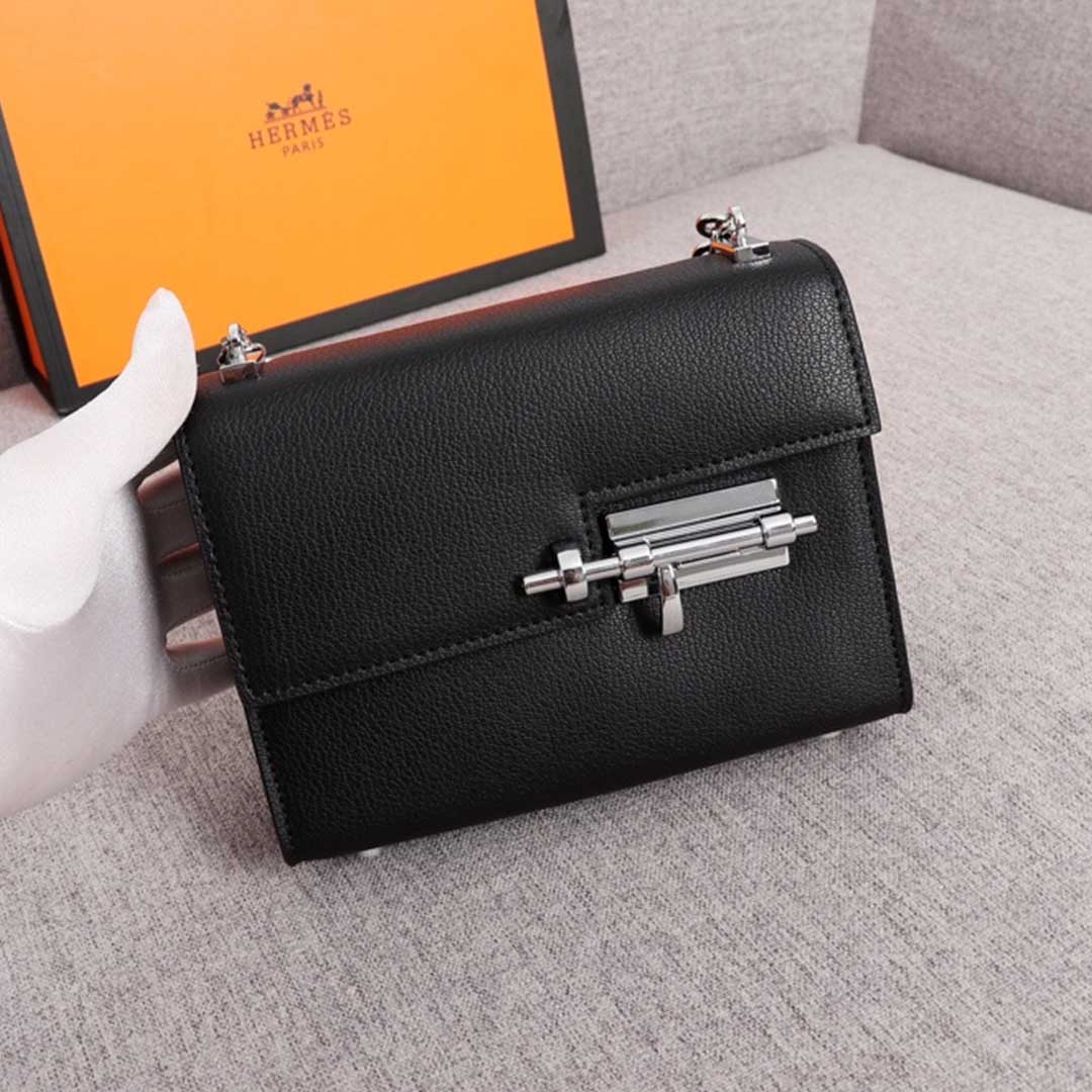 Replica Hermes Verrou Chaine Mini Bag Beige/Black/Brown