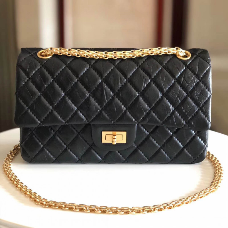 Replica Chanel 2.55 Aged Calfskin Leather Flap Bag A37586