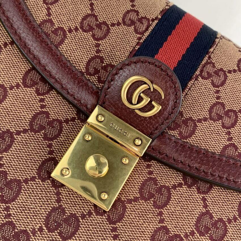 Replica Gucci Ophidia Small Top Handle Bag With Web 651055 Burgundy
