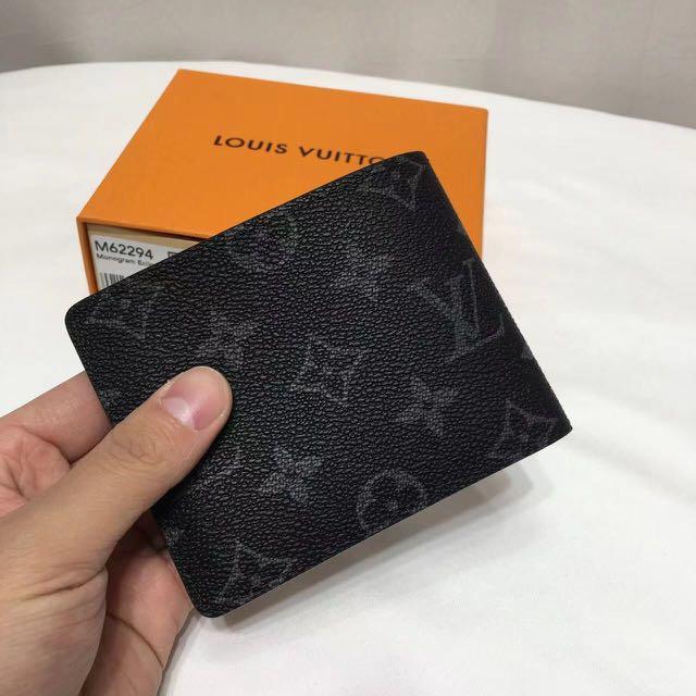 Replica Louis Vuitton Monogram Eclipse Canvas Slender Wallet Black M62294