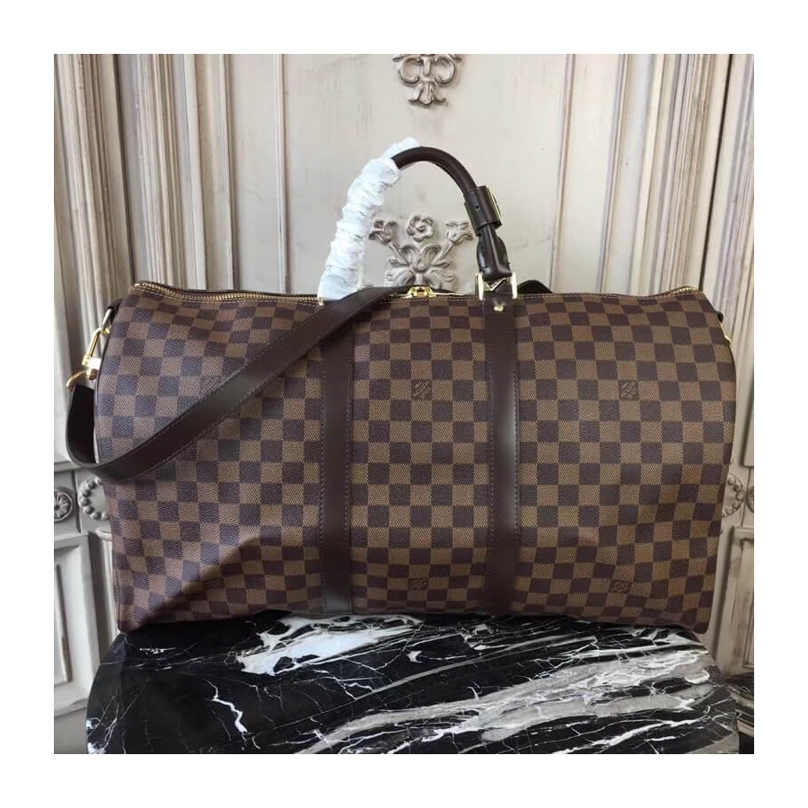 Replica Louis Vuitton Damier Ebene Canvas Keepall Bandouliere 50 N41427